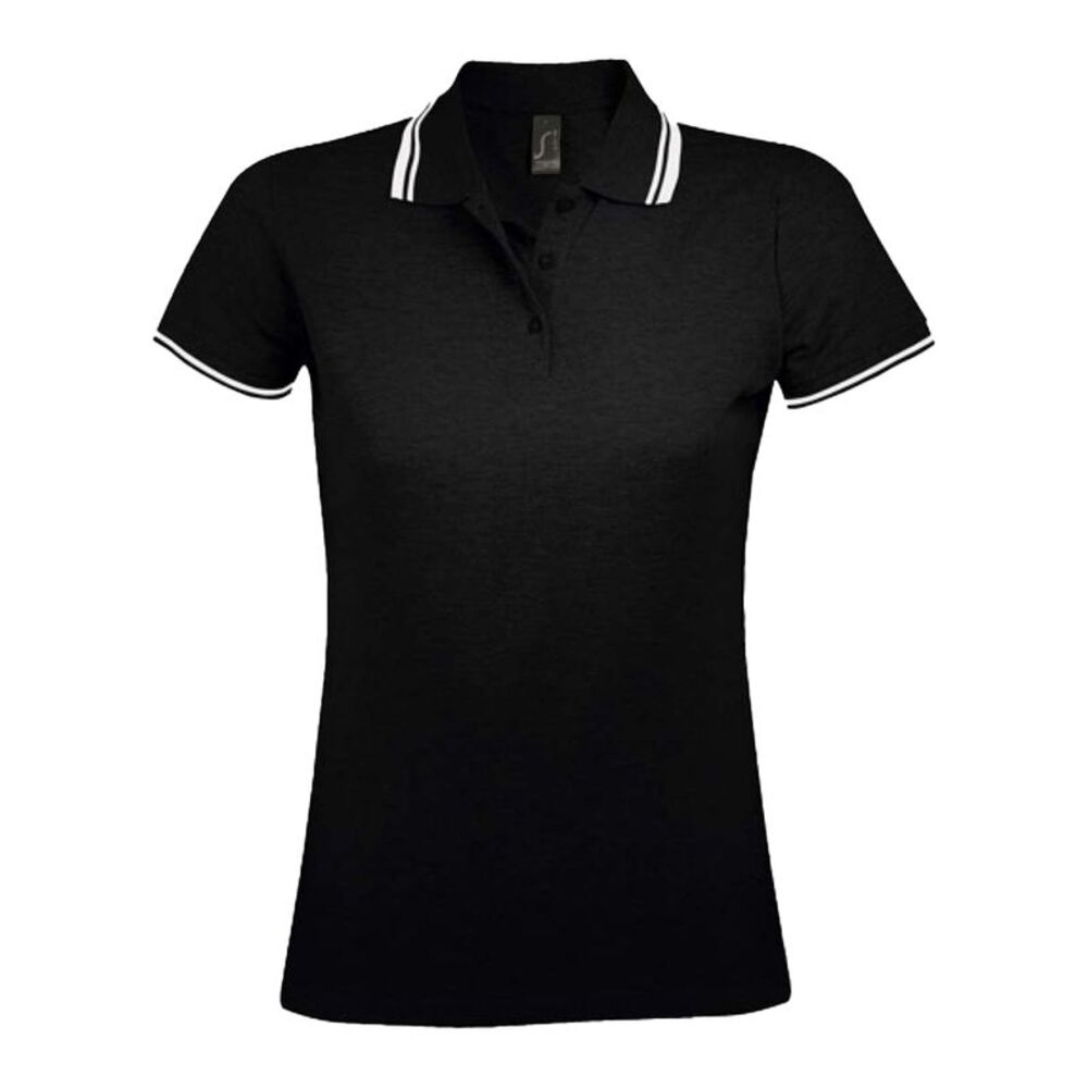 SOLS Womens/Ladies Pasadena Polo Shirt / Black/White